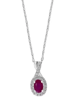 Budget ⌛ 1/6 ct. t.w. Diamond and 1/2 ct. t.w. Ruby Necklace in 14K White Gold by Effy® 😉