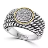 Coupon 🧨 Cable 1/6 ct. t.w. Diamond Circle Ring in 18K Yellow Gold and Sterling Silver by Effy® 👏
