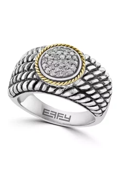 Coupon 🧨 Cable 1/6 ct. t.w. Diamond Circle Ring in 18K Yellow Gold and Sterling Silver by Effy® 👏