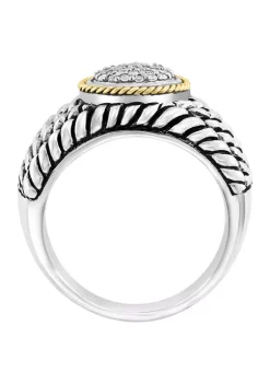 Coupon 🧨 Cable 1/6 ct. t.w. Diamond Circle Ring in 18K Yellow Gold and Sterling Silver by Effy® 👏 -Effy® Sales Shop Belk 5508
