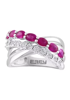 Cheapest 👏 Diamond and Natural Ruby Ring in Sterling Silver by Effy® ⌛