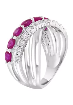Cheapest 👏 Diamond and Natural Ruby Ring in Sterling Silver by Effy® ⌛ -Effy® Sales Shop Belk 5520