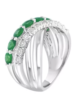 Best deal 🔔 Diamond and Natural Emerald Ring in Sterling Silver by Effy® 😀 -Effy® Sales Shop Belk 5527