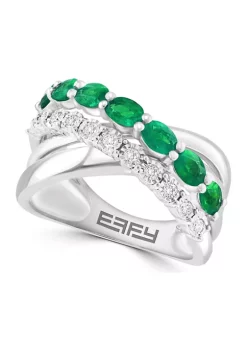 Best deal 🔔 Diamond and Natural Emerald Ring in Sterling Silver by Effy® 😀 -Effy® Sales Shop Belk 5529