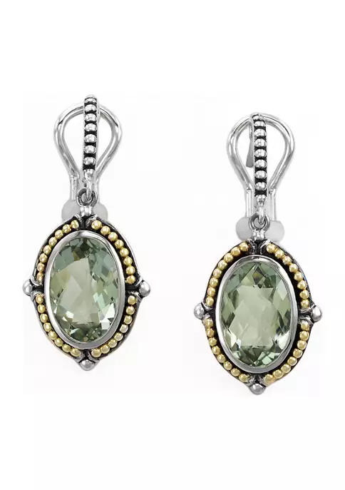Top 10 😍 Sterling Silver/18K Yellow Gold Green Amethyst Earrings by Effy® 💯 2 Top 10 😍 Sterling Silver/18K Yellow Gold Green Amethyst Earrings by Effy® 💯 - Image 2