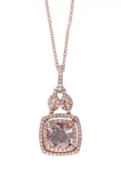 Best Sale ⭐ 3/8 ct. t.w. Diamond and 1.7 ct. t.w. Morganite Pendant Necklace in 14K Rose Gold by Effy® 🌟