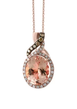 Outlet 🛒 14K Rose Gold Diamond, Brown Diamond, and Morganite Pendant by Effy® 😉