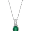 Deals 🧨 1/6 ct. t.w. Diamond and 1.14 ct. t.w. Emerald Pendant Necklace in 14K White Gold by Effy® ✔️