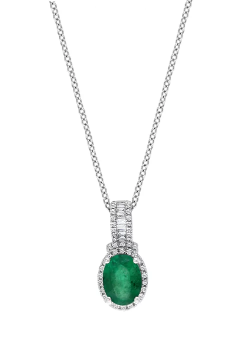 Deals 🧨 1/6 ct. t.w. Diamond and 1.14 ct. t.w. Emerald Pendant Necklace in 14K White Gold by Effy® ✔️ 1 Deals 🧨 1/6 ct. t.w. Diamond and 1.14 ct. t.w. Emerald Pendant Necklace in 14K White Gold by Effy® ✔️