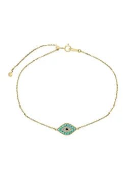 Cheap 💯 1/10 ct. t.w. Black and White Diamond and 1/3 ct. t.w. Turquoise Bracelet in 14K Yellow Gold by Effy® 👍