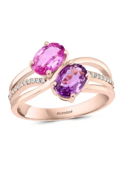 Cheapest ⌛ 1/10 ct. t.w. Diamond and 1.9 ct. t.w. Pink Sapphire Ring in 14K Rose Gold by Effy® 👏