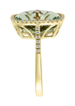 Cheap 🔔 1/6 ct. t.w. Diamond and 7 ct. t.w. Green Amethyst Verde Ring in 14K Yellow Gold by Effy® 🌟 -Effy® Sales Shop Belk 557