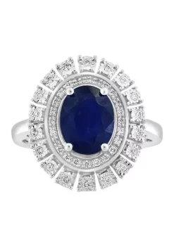 Discount 🔔 1/5 ct. t.w. Diamond and Sapphire Ring in 14K White Gold by Effy® 😉 -Effy® Sales Shop Belk 5576