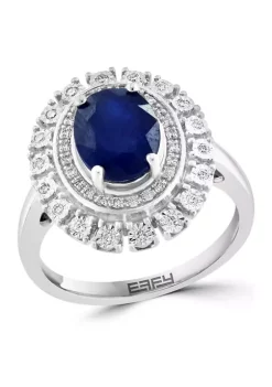 Discount 🔔 1/5 ct. t.w. Diamond and Sapphire Ring in 14K White Gold by Effy® 😉 -Effy® Sales Shop Belk 5578