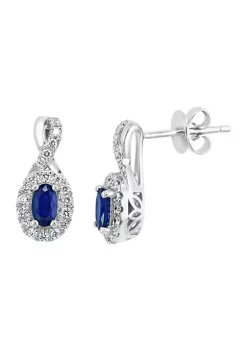 Coupon 🎉 1/4 ct. t.w. Diamond and 5/8 ct. t.w. Sapphire Drop Earrings in 14K White Gold by Effy® 🧨