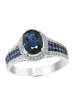 Cheapest ❤️ 1/4 ct. t.w. Diamond and 1.65 ct. t.w. Sapphire Ring in 14K White Gold by Effy® 😀
