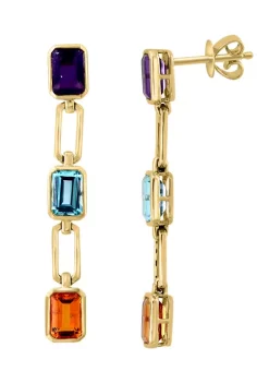Cheap 🧨 14K Yellow Gold Amethyst, Blue Topaz, Citrine Earrings by Effy® ⌛