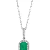 Buy 🔥 1/8 ct. t.w. Diamond and 1 ct. t.w. Emerald Pendant Necklace in 14K White Gold by Effy® 🔥