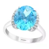 Best Sale ⭐ 14K White Gold 1/10 ct. t.w. Diamond and 4.9 ct. t.w. Blue Topaz Ring by Effy® 😀
