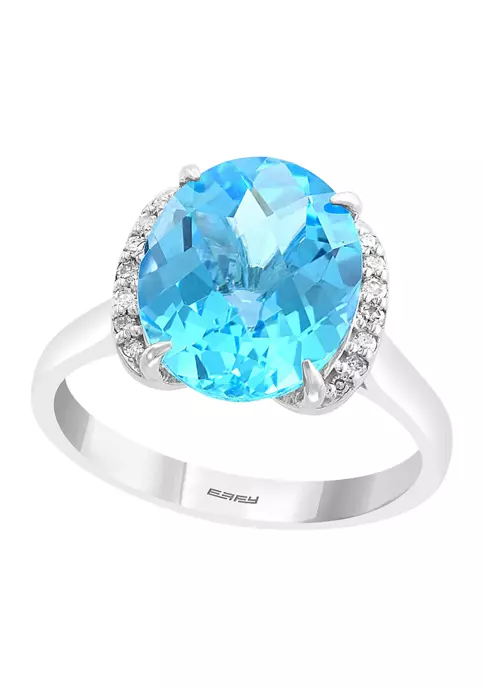 Best Sale ⭐ 14K White Gold 1/10 ct. t.w. Diamond and 4.9 ct. t.w. Blue Topaz Ring by Effy® 😀 1 Best Sale ⭐ 14K White Gold 1/10 ct. t.w. Diamond and 4.9 ct. t.w. Blue Topaz Ring by Effy® 😀