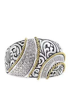 Top 10 ⭐ 0.29 ct. t.w. Diamond Band in Sterling Silver and 18k Yellow Gold by Effy® ✨ -Effy® Sales Shop Belk 5642