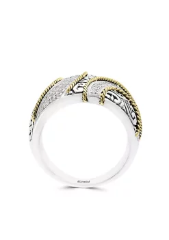 Top 10 ⭐ 0.29 ct. t.w. Diamond Band in Sterling Silver and 18k Yellow Gold by Effy® ✨ -Effy® Sales Shop Belk 5643