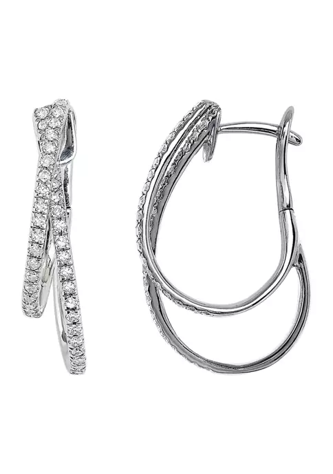 Best Pirce 🔔 5/8 ct. t.w. Diamond Hoop Earrings in 14K White Gold by Effy® 🛒 2 Best Pirce 🔔 5/8 ct. t.w. Diamond Hoop Earrings in 14K White Gold by Effy® 🛒 - Image 2