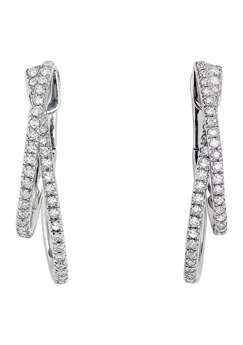 Best Pirce 🔔 5/8 ct. t.w. Diamond Hoop Earrings in 14K White Gold by Effy® 🛒 3 Best Pirce 🔔 5/8 ct. t.w. Diamond Hoop Earrings in 14K White Gold by Effy® 🛒 - Image 3