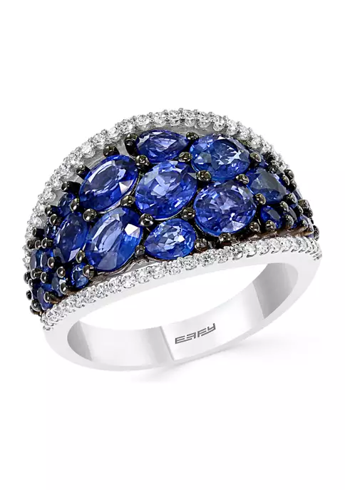 Coupon 💯 1/4 ct. t.w. Diamond and 4 ct. t.w. Sapphire Ring in 14K White Gold by Effy® 💯 1 Coupon 💯 1/4 ct. t.w. Diamond and 4 ct. t.w. Sapphire Ring in 14K White Gold by Effy® 💯