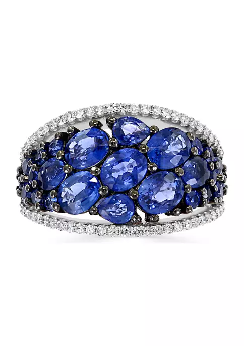 Coupon 💯 1/4 ct. t.w. Diamond and 4 ct. t.w. Sapphire Ring in 14K White Gold by Effy® 💯 2 Coupon 💯 1/4 ct. t.w. Diamond and 4 ct. t.w. Sapphire Ring in 14K White Gold by Effy® 💯 - Image 2