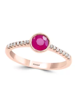 Cheapest ❤️ 1/10 ct. t.w. Diamond and 1/2 ct. t.w. Ruby Ring in 14K Rose Gold by Effy® 💯