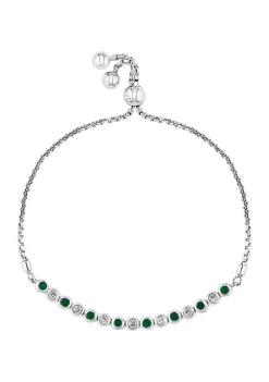 Buy 💯 1/4 ct. t.w. Diamond and 3/8 ct. t.w. Emerald Bracelet in 14K White Gold by Effy® 🌟
