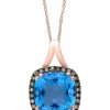Wholesale ❤️ 1/10 ct. t.w. Brown Diamond and 4.7 ct. t.w. Blue Topaz Pendant Necklace in 14K Rose Gold by Effy® 🎁