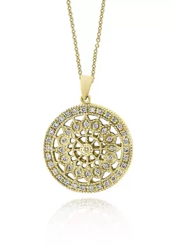 Buy ⭐ Diamond Filigree Wheel Pendant Necklace in 14K Yellow Gold by Effy® 😍