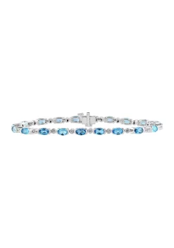 Discount ✔️ 14K White Gold Diamond and Blue Topaz Bracelet by Effy® ⌛