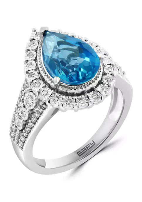 Cheapest 🛒 14K White Gold Diamond and London Blue Topaz Ring by Effy® 😀 5 Cheapest 🛒 14K White Gold Diamond and London Blue Topaz Ring by Effy® 😀 - Image 5