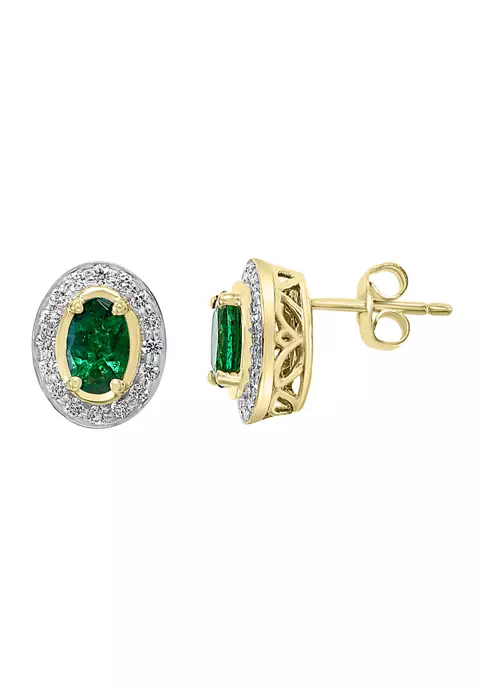 Best Pirce 🎁 1/4 ct. t.w. Diamonds and 7/8 ct. t.w. Emeralds Earrings in 14k Yellow Gold by Effy® 🛒 2 Best Pirce 🎁 1/4 ct. t.w. Diamonds and 7/8 ct. t.w. Emeralds Earrings in 14k Yellow Gold by Effy® 🛒 - Image 2