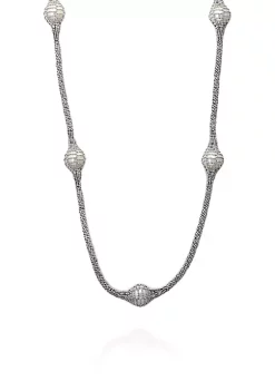 Buy ⌛ Round Freshwater Pearl Long Necklace in Sterling Silver by Effy® 😍