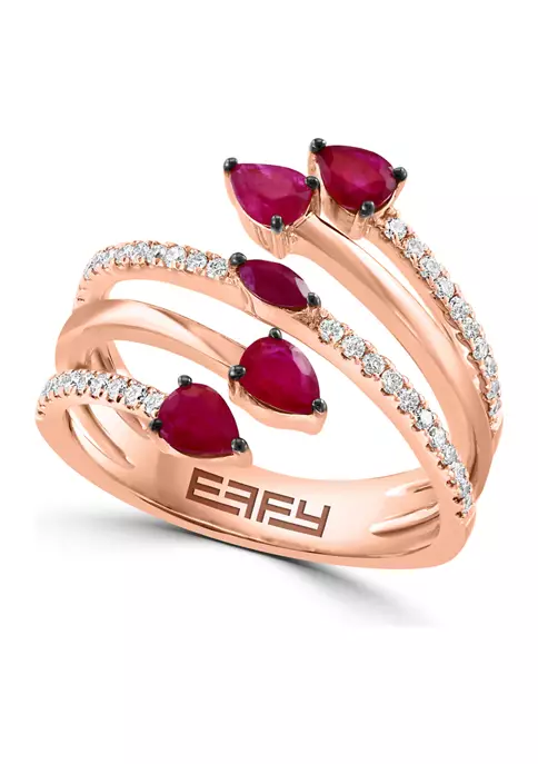 Best Sale 🌟 14K Rose Gold Diamond and Natural Ruby Ring by Effy® 🥰 1 Best Sale 🌟 14K Rose Gold Diamond and Natural Ruby Ring by Effy® 🥰