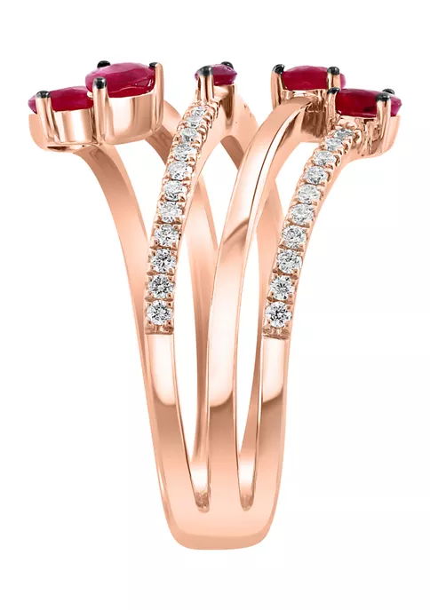 Best Sale 🌟 14K Rose Gold Diamond and Natural Ruby Ring by Effy® 🥰 4 Best Sale 🌟 14K Rose Gold Diamond and Natural Ruby Ring by Effy® 🥰 - Image 4