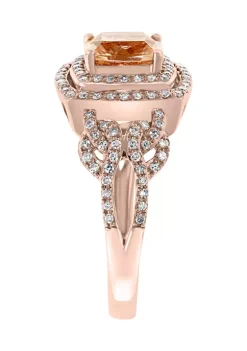 Hot Sale 🤩 14K Rose Gold 3/8 ct. t.w. Diamond and 1.4 ct. t.w. Morganite Ring by Effy® ⭐ -Effy® Sales Shop Belk 5747