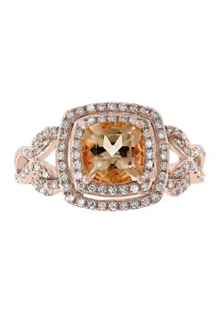Hot Sale 🤩 14K Rose Gold 3/8 ct. t.w. Diamond and 1.4 ct. t.w. Morganite Ring by Effy® ⭐ -Effy® Sales Shop Belk 5748