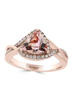 Best Pirce 😉 1/4 ct. t.w. Diamond and 1.2 ct. t.w. Morganite Ring in 14K Rose Gold by Effy® ⭐