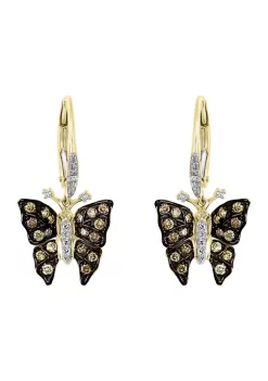 Flash Sale 🔔 1/2 ct. t.w. Butterfly Drop Earrings in 14k Yellow Gold by Effy® 🎉