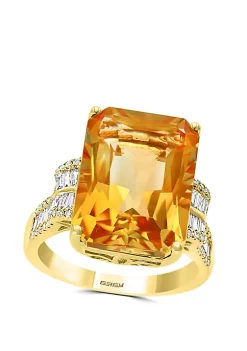 Promo 🧨 11.6 ct. t.w. Citrine and 1/2 ct. t.w. Diamond Ring in 14k Yellow Gold by Effy® 🔔