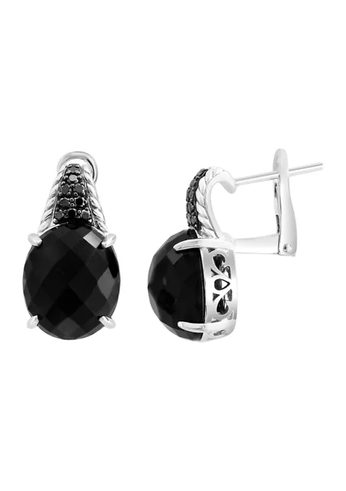 Cheap 🤩 Sterling Silver Black Diamond and Onyx Earrings by Effy® ⌛ 2 Cheap 🤩 Sterling Silver Black Diamond and Onyx Earrings by Effy® ⌛ - Image 2