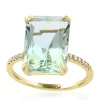 Promo ❤️ Green Amethyst with Diamond Shank Ring in 14k Yellow Gold by Effy® 👏