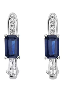 Wholesale ❤️ 3/4 ct. t.w. Sapphire and 1/10 ct. t.w. Diamond Earrings in 14K White Gold by Effy® 👏 -Effy® Sales Shop Belk 5805