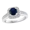 Best Sale 🎁 1/2 ct. t.w. Diamond and 1 ct. t.w. Sapphire Ring in 14K White Gold by Effy® 🛒