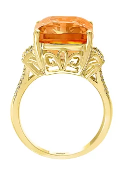 Promo 🧨 11.6 ct. t.w. Citrine and 1/2 ct. t.w. Diamond Ring in 14k Yellow Gold by Effy® 🔔 -Effy® Sales Shop Belk 581